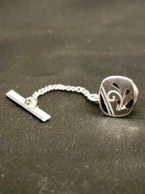 Vintage Sterling Silver Tie Pin with Chain by Mr. X